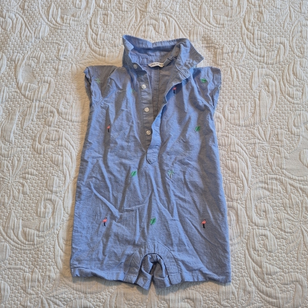 Janie and Jack boys size 12-18 months embroidered romper 2021 VGUC